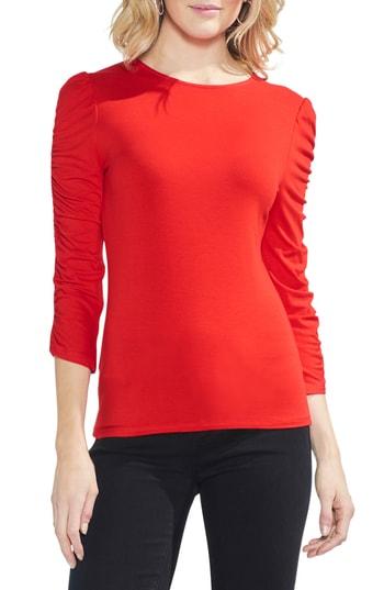 Women's Vince Camuto Ruched Sleeve Tee - Red