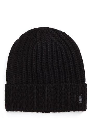 Men's Polo Ralph Lauren Chunky Rib Knit Beanie - Black