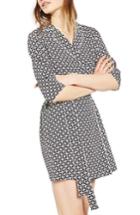 Women's Topshop Geo Tile Wrap Shirtdress Us (fits Like 0) - Black