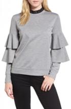 Women's Chelsea28 Ruffle Sleeve Sweatshirt, Size - Grey