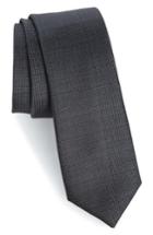 Men's Calibrate Saffron Solid Silk Skinny Tie, Size - Black