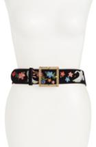 Women's Halogen Embroidered Faux Suede Belt - Black Multi