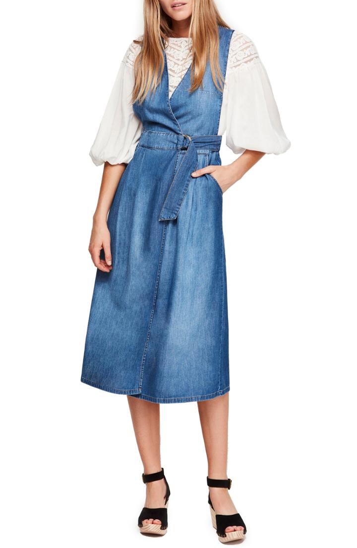 Women's Free People Keeping My Cool Denim Midi Dress - Blue