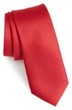 Men's Nordstrom Men's Shop Oxford Solid Silk Skinny Tie, Size - Red