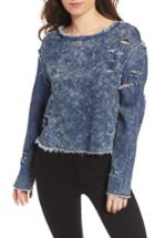 Women's Love, Fire Destroyed Denim Top