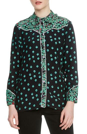 Women's Maje Imani Pipe Trim Blouse - Black