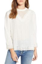 Women's Hinge Lace Detail High Neck Top, Size - White