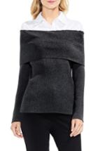 Women's Vince Camuto Off The Shoulder Mix Media Sweater - Grey