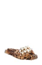 Women's Miu Miu Genuine Rabbit Fur Slide Sandal Us / 35eu - Metallic