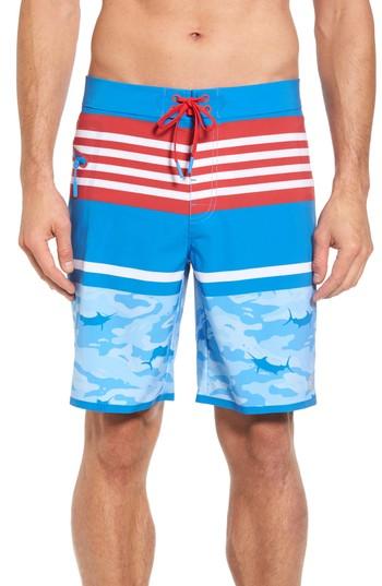 Men's Vineyard Vines Fish Camo Stripe Board Shorts - Blue