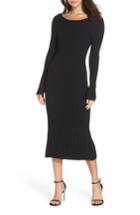 Women's Bardot Ribbed Low Back Dress - Black