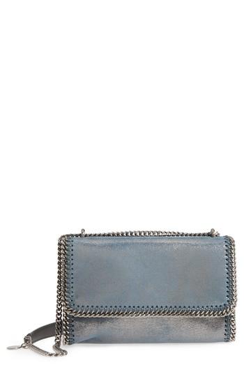Stella Mccartney Falabella Metallic Faux Leather Convertible Shoulder Bag - Blue
