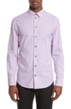 Men's Armani Collezioni Trim Fit Check Sport Shirt - Purple