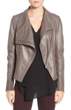 Women's Trouve Drape Front Leather Jacket - Grey
