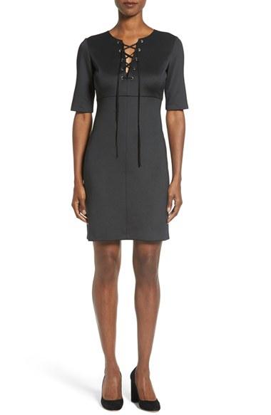 Women's Catherine Catherine Malandrino 'shaw' Lace-up Sheath Dress