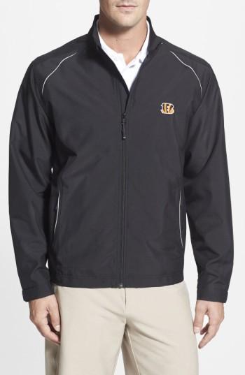 Men's Cutter & Buck 'cincinnati Bengals - Beacon' Weathertec Wind & Water Resistant Jacket, Size - Black