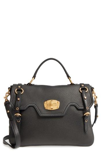 Miu Miu Cervo Buckle Front Satchel - Black