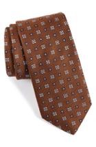Men's Eton Geometric Silk Tie, Size - Brown