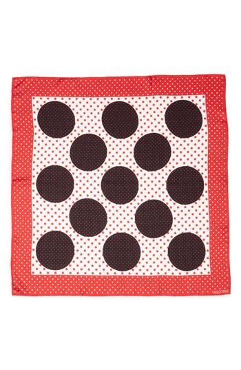 Women's Valentino Classic Dot Silk Scarf, Size - Red