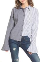 Women's Mimi Chica Mismatch Stripe Shirt - Grey