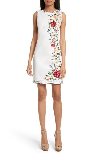 Women's Alice + Olivia Nat Embroidered Minidress - Beige