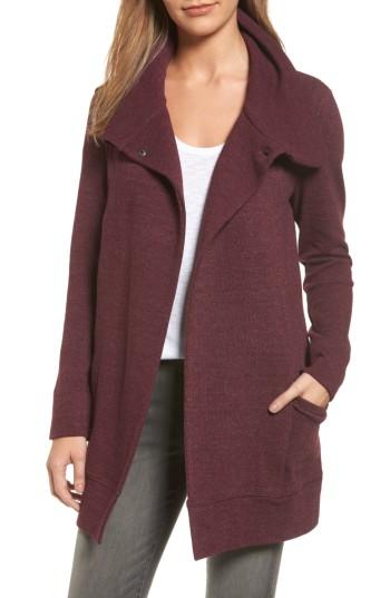 Women's Caslon Convertible Collar Sweater Coat - Burgundy