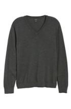 Men's J.crew V-neck Merino Wool Sweater - Grey