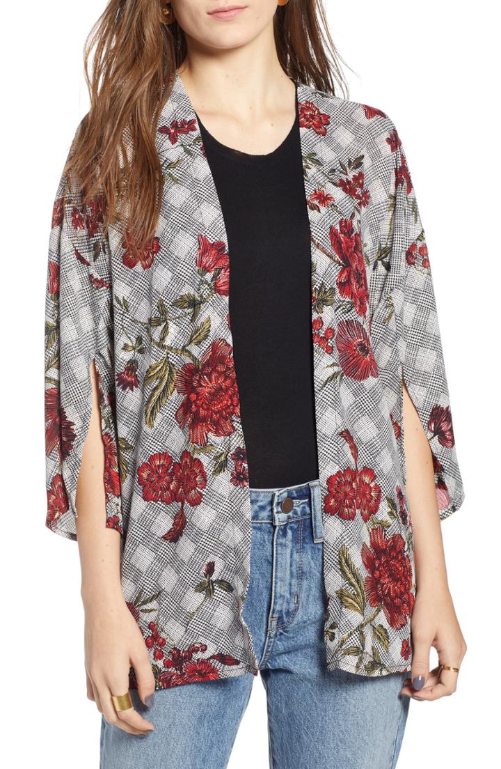 Women's Treasure & Bond Floral & Glen Check Kimono