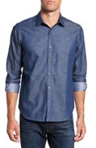 Men's Jeff Edison Slim Fit Paisley Print Sport Shirt - Blue