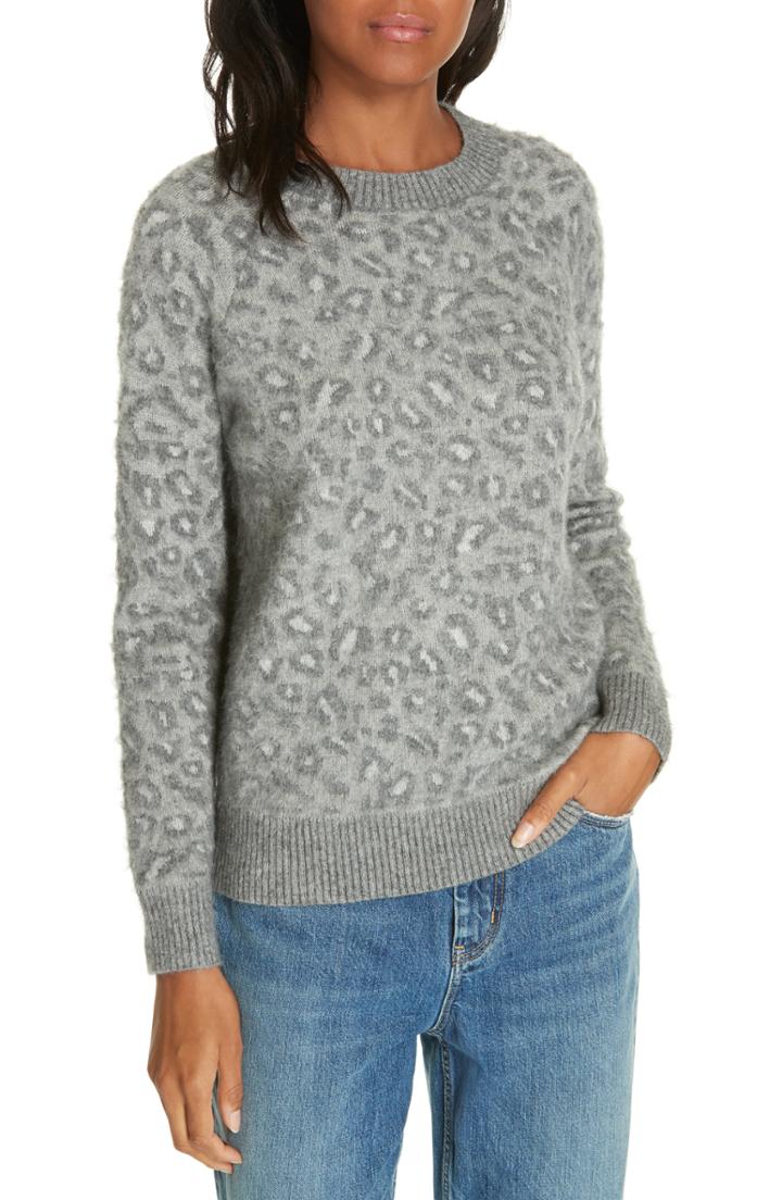 Women's La Vie Rebecca Taylor Leopard Jacquard Sweater - Grey