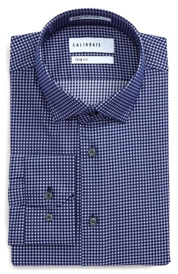 Men's Calibrate Trim Fit Stretch Check Dress Shirt .5 32/33 - Pink
