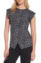 Women's Michael Michael Kors Leo Flutter Sleeve Top - Black