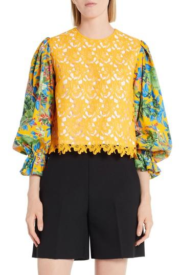 Women's Msgm Mixed Media Top Us / 38 It - Orange