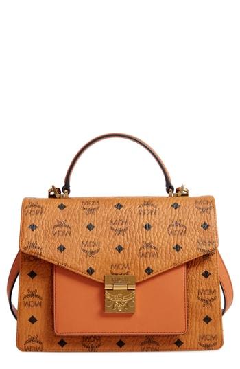 Mcm Medium Patricia Visetos Coated Canvas Satchel - Brown