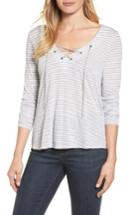 Women's Velvet By Graham & Spencer Lace-up V-neck Top - Grey