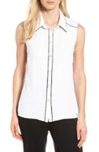 Women's Ming Wang Contrast Trim Blouse - White