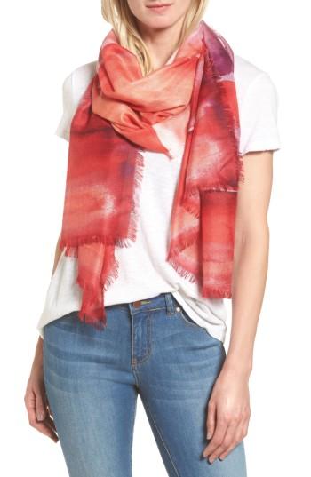 Women's Nordstrom Artist's Landscape Cashmere & Silk Scarf, Size - Pink