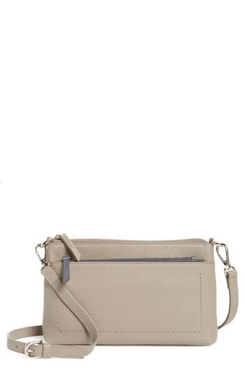 Nordstrom Brixton Convertible Leather Crossbody Bag With Pop-out Card Holder - Grey