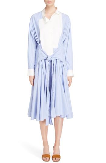 Women's Loewe Asymmetrical Poplin Shirtdress - Blue