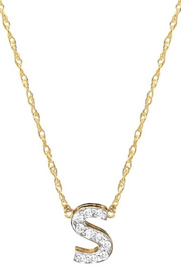Women's Jane Basch Diamond Initial Pendant Necklace