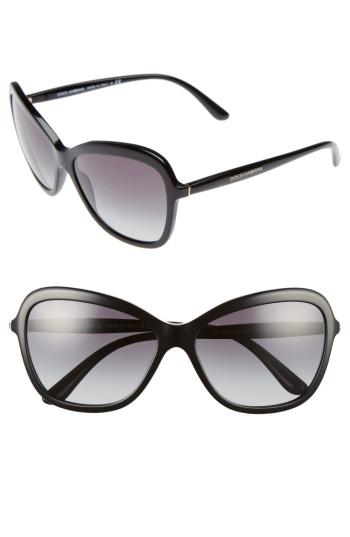 Women's Dolce & Gabbana 59mm Gradient Butterfly Sunglasses - Black