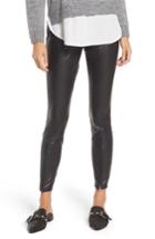 Women's Hue Zip Hem Faux Leather Leggings - Black