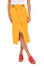 Women's Topshop Grommet Wrap Midi Skirt Us (fits Like 0) - Orange