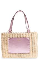 Frances Valentine Small Woven Straw Tote - Pink