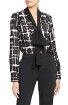 Women's Rachel Roy Collection Print Grid Bow Blouse - Ivory