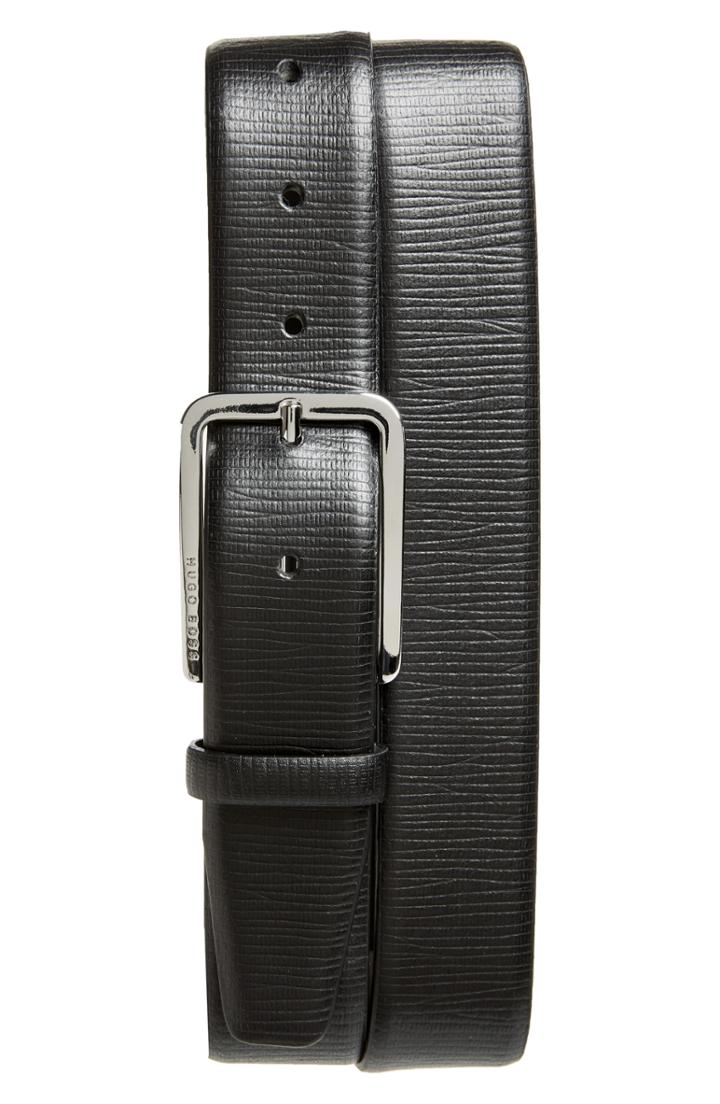 Men's Boss Hugo Boss Calis Embossed Leather Belt - Black