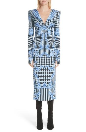 Women's Versace Mixed Print Jersey Dress Us / 44 It - Blue
