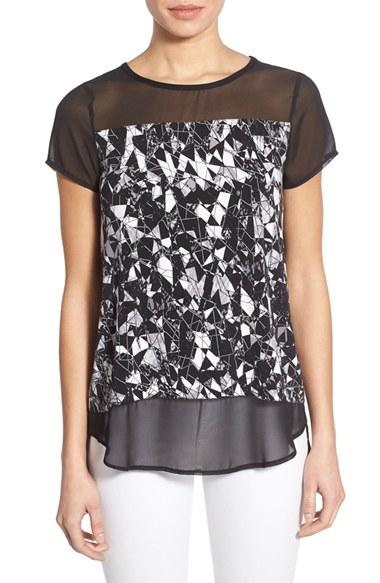 Women's Vince Camuto Mixed Media Top