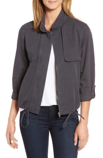 Women's Caslon Drawstring Hem Utility Jacket - Grey