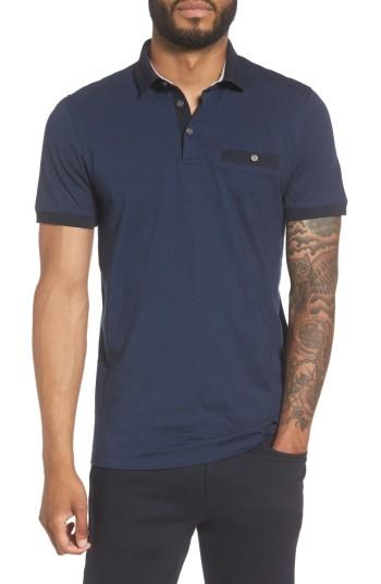 Men's Ted Baker London Dukwrth Print Polo (xxl) - Blue